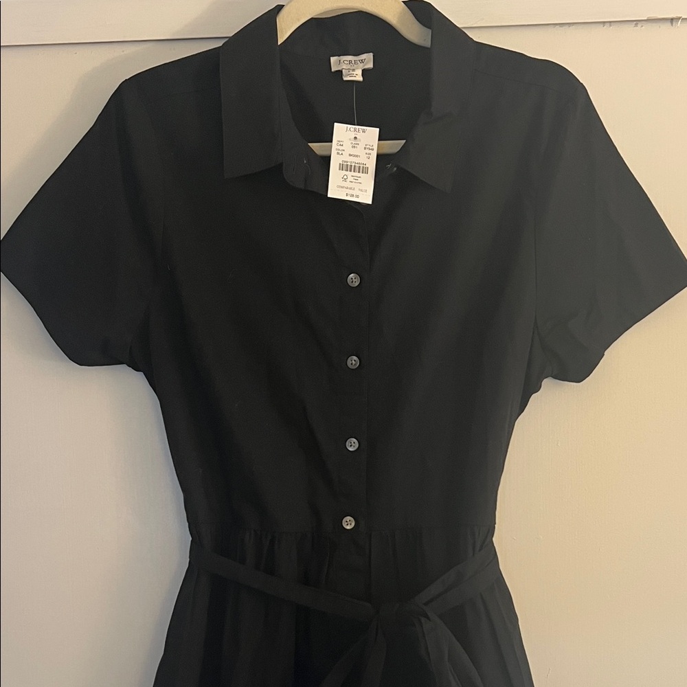 J. Crew Black Short-Sleeve Midi Shirt Dress - Picture 3 of 6